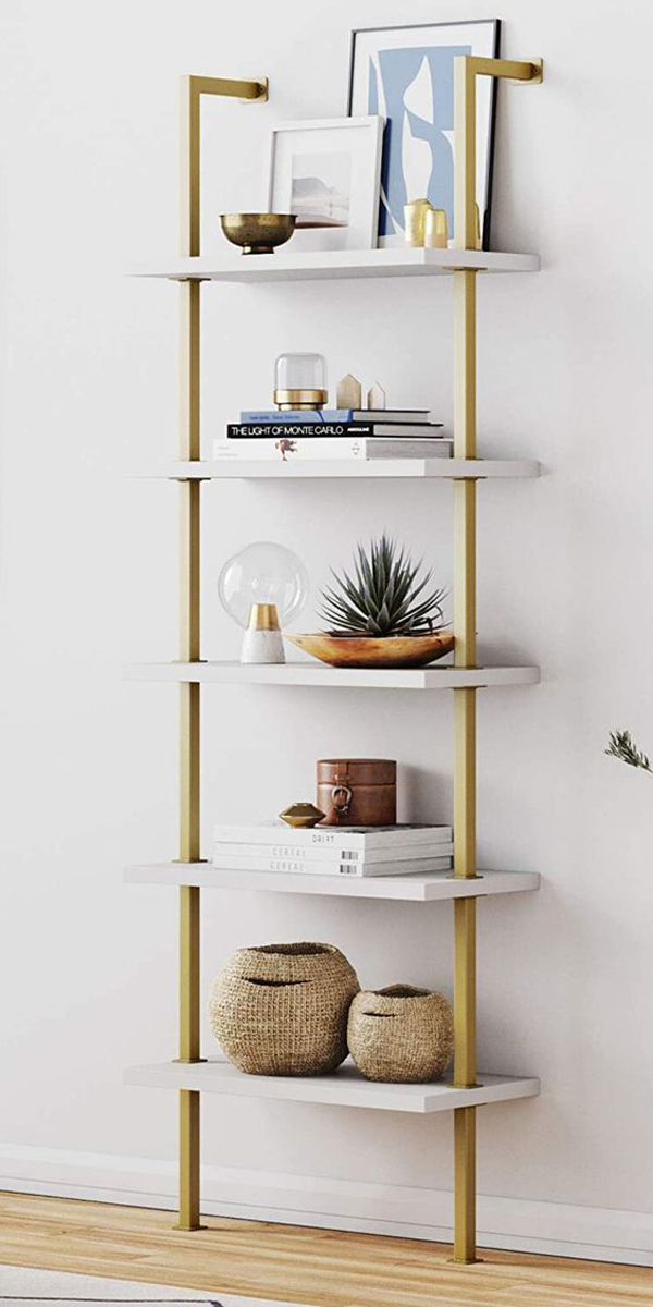 Shelf-ladder-with-brass-metal-frame