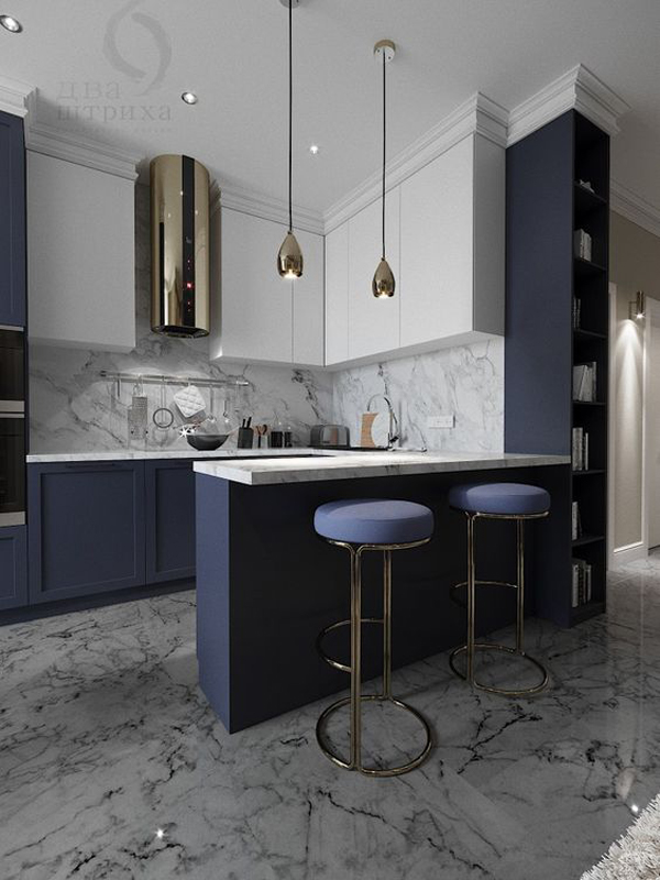 Simple-dark-blue-kitchen
