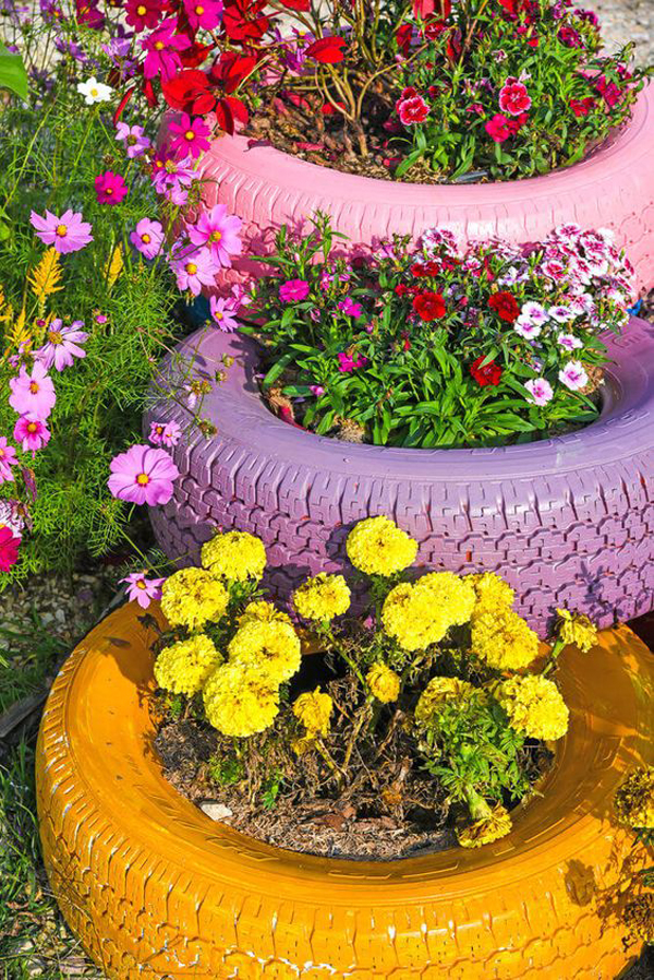 Beautiful-flower-tire-planter