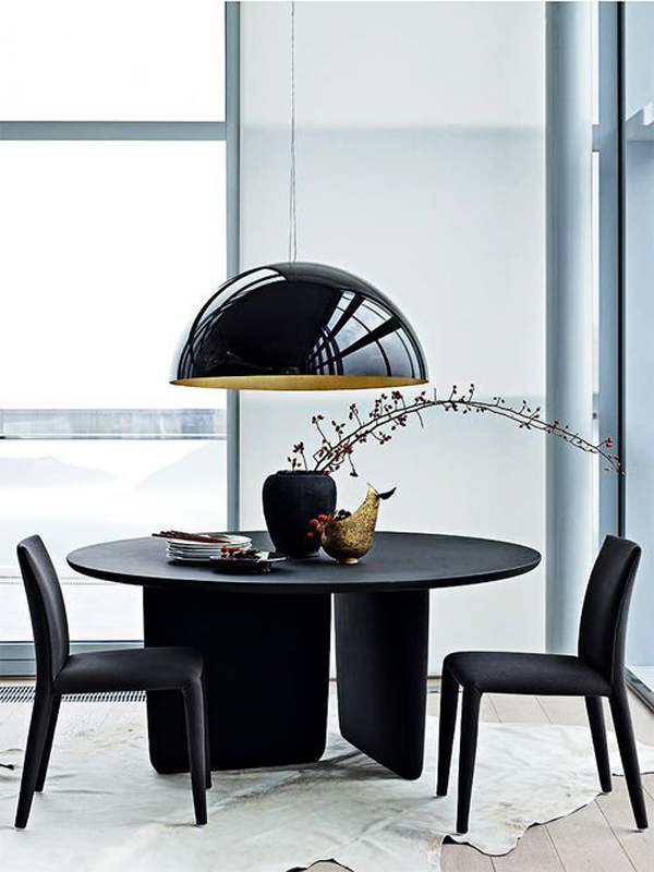 Modern-dining-table-design-with-black-chandelier