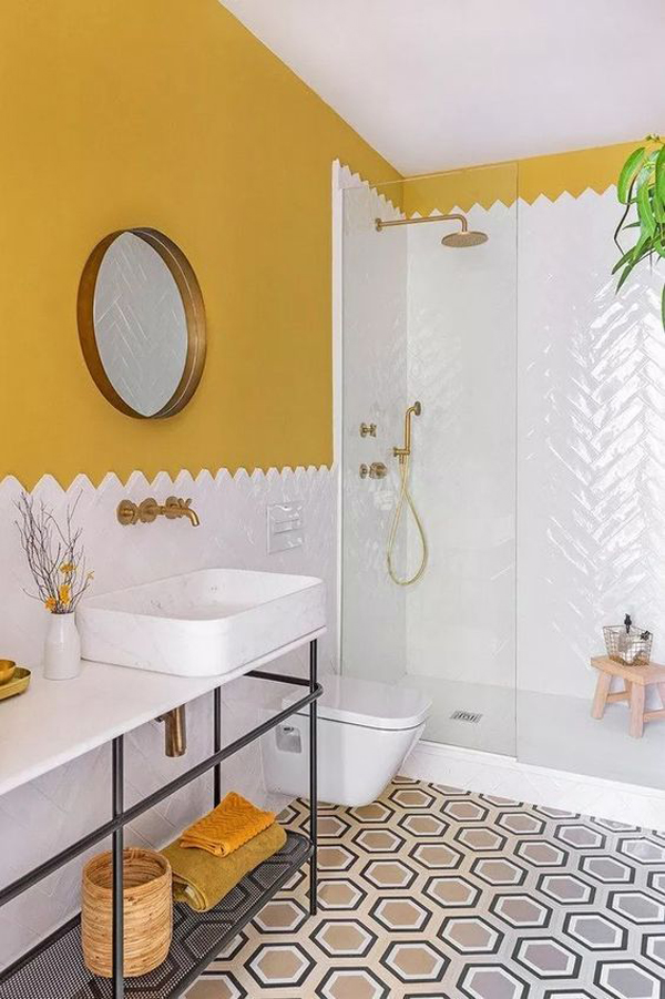White-and-yellow-bathroom