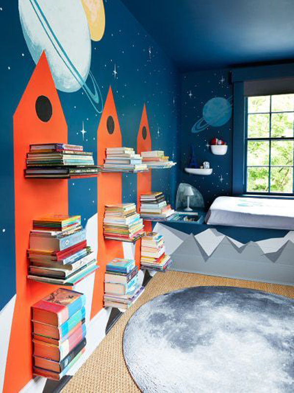 Outer-space-bedroom-with-mini-library