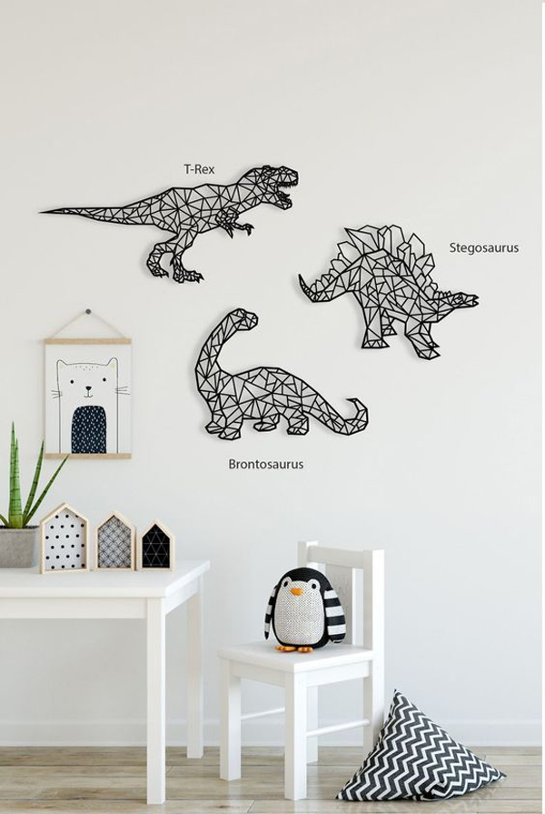 Modern-kids-room-decor-with-geometric-Dinosaurs